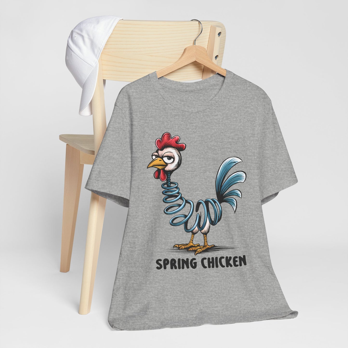 Spring Chicken T‑Shirt — Funny Cartoon Rooster Tee