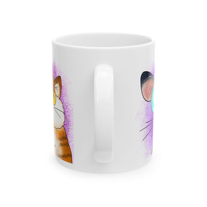 Cat Lovers Mug — “Life Is Short Hug Your Meow and Enjoy a Nice Cup of Happiness” Ceramic Coffee Cup