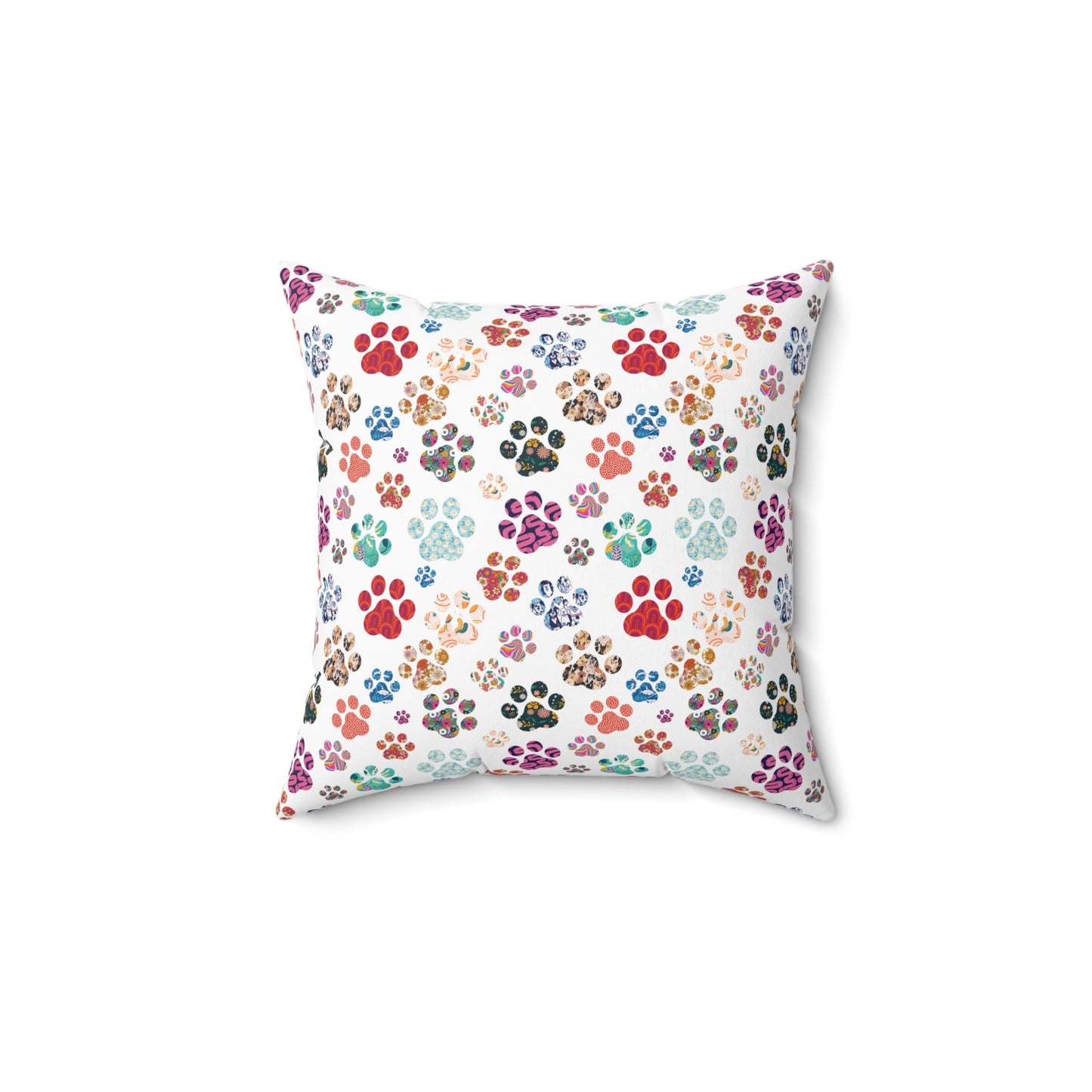 Paw Prints Accent Pillow in Colorful Boho Design