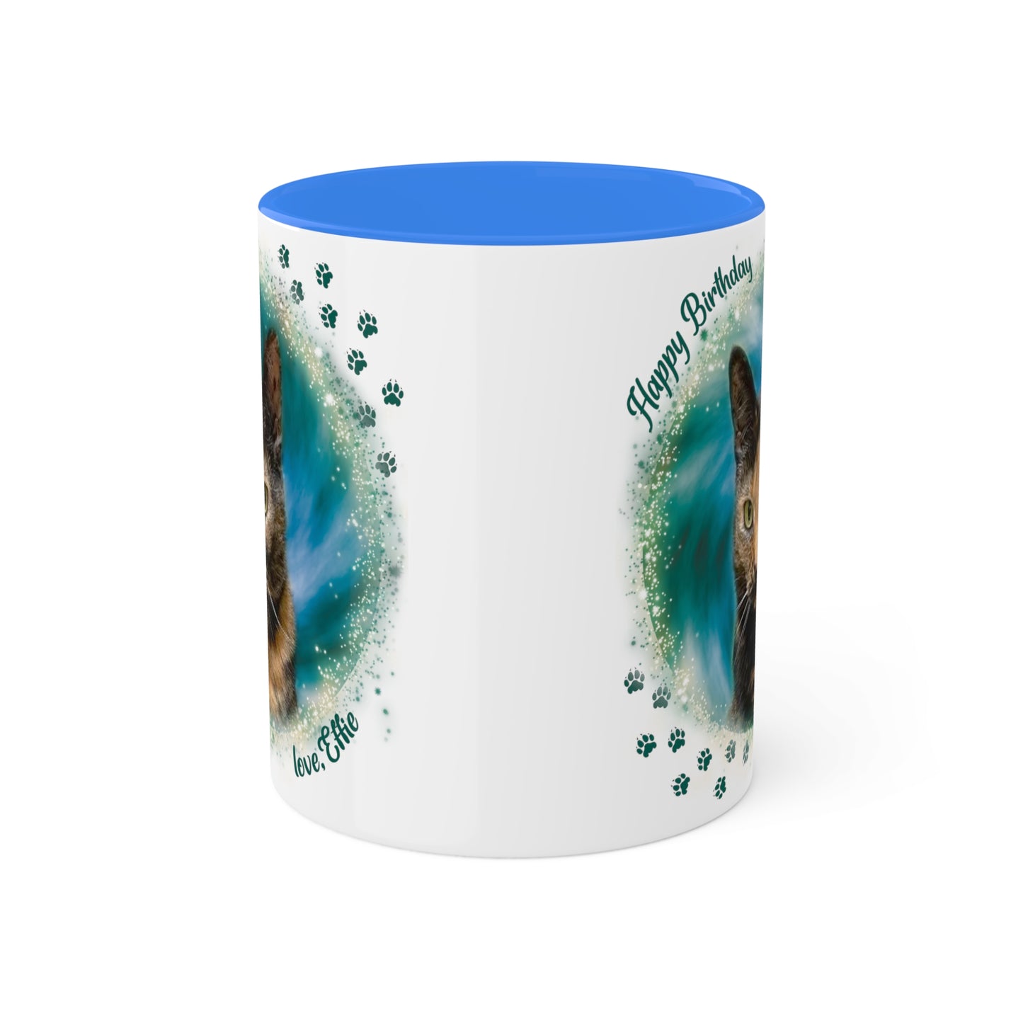 Emarald Green Teal Blue Tie Dye Pet Photo and Name Mug