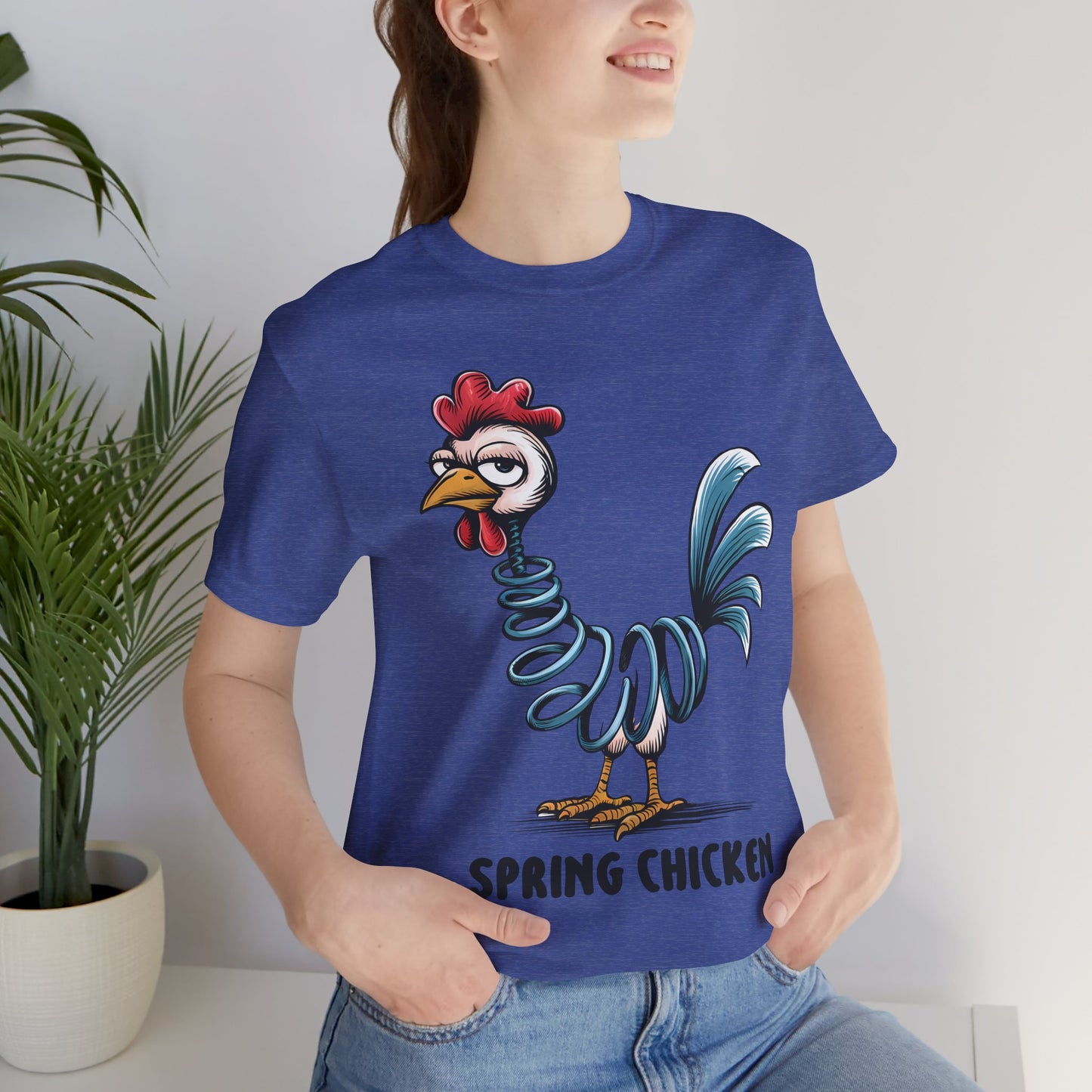 Spring Chicken T‑Shirt — Funny Cartoon Rooster Tee