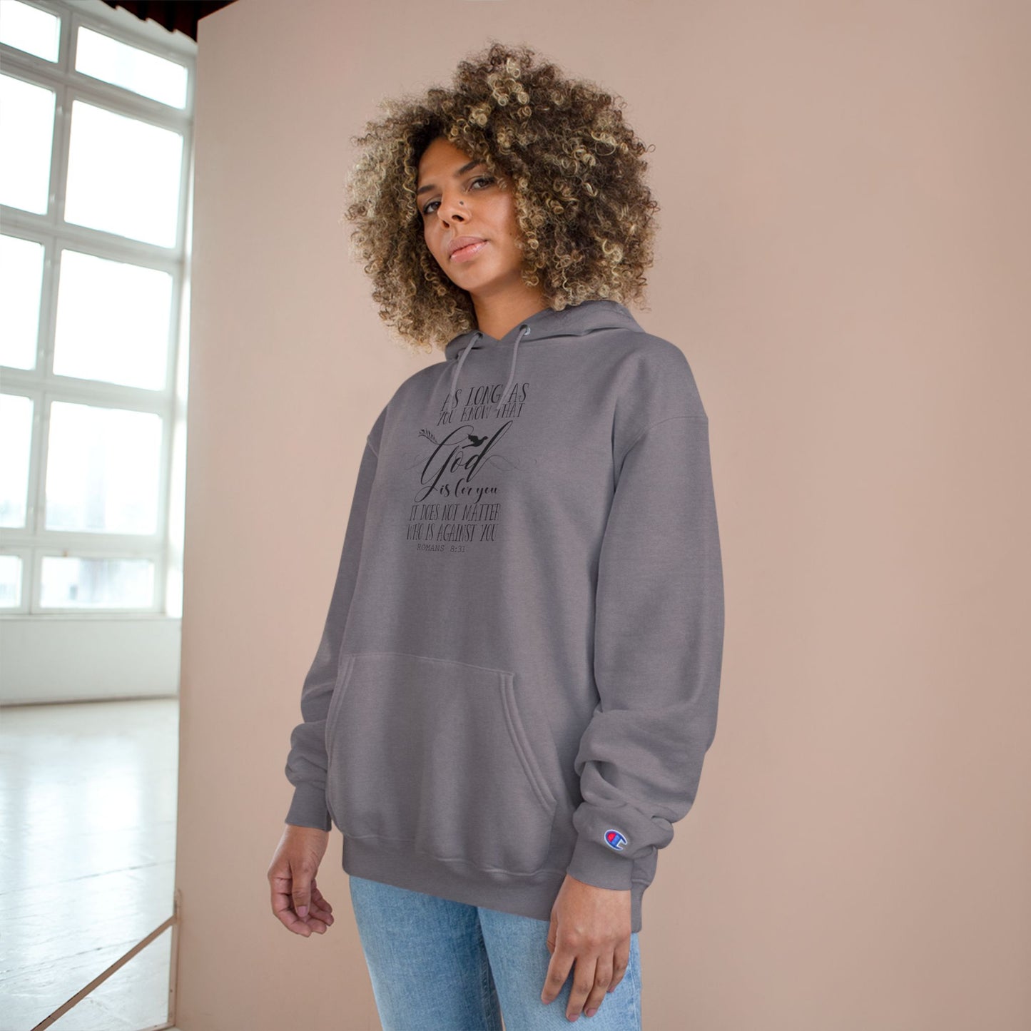 Faith Hoodie Roman 8:31, 'God is For You,' - Champion Pullover Hoodie