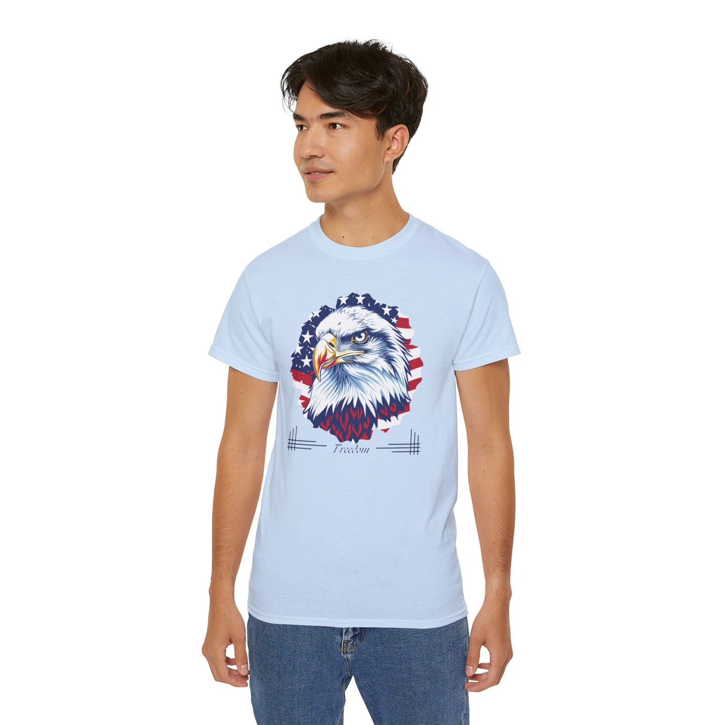 Freedom, Bald Eagle and American Flag, Cotton T-Shirt