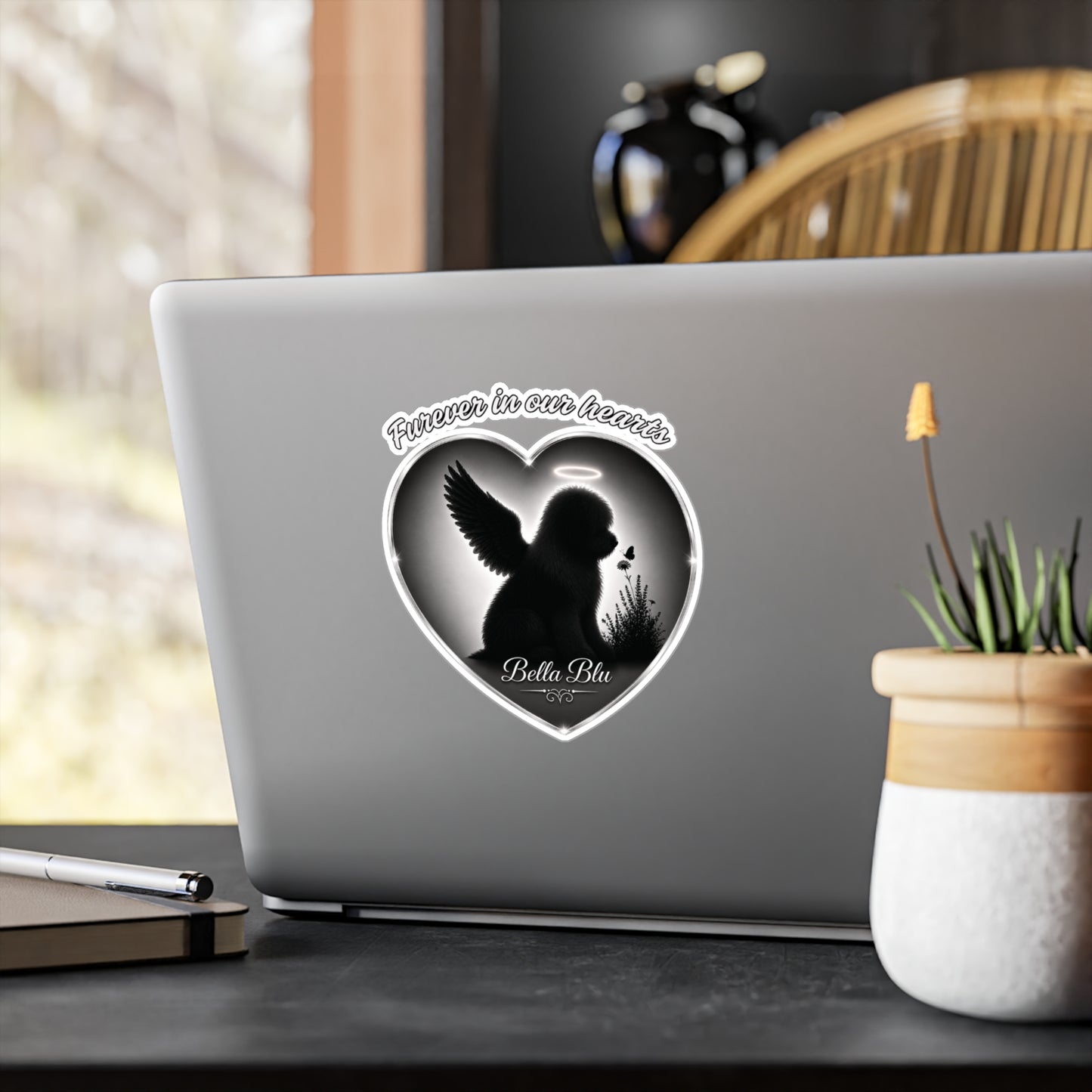 Old English Sheepdog Memorial Angel Heart Decal — (Personalizable)