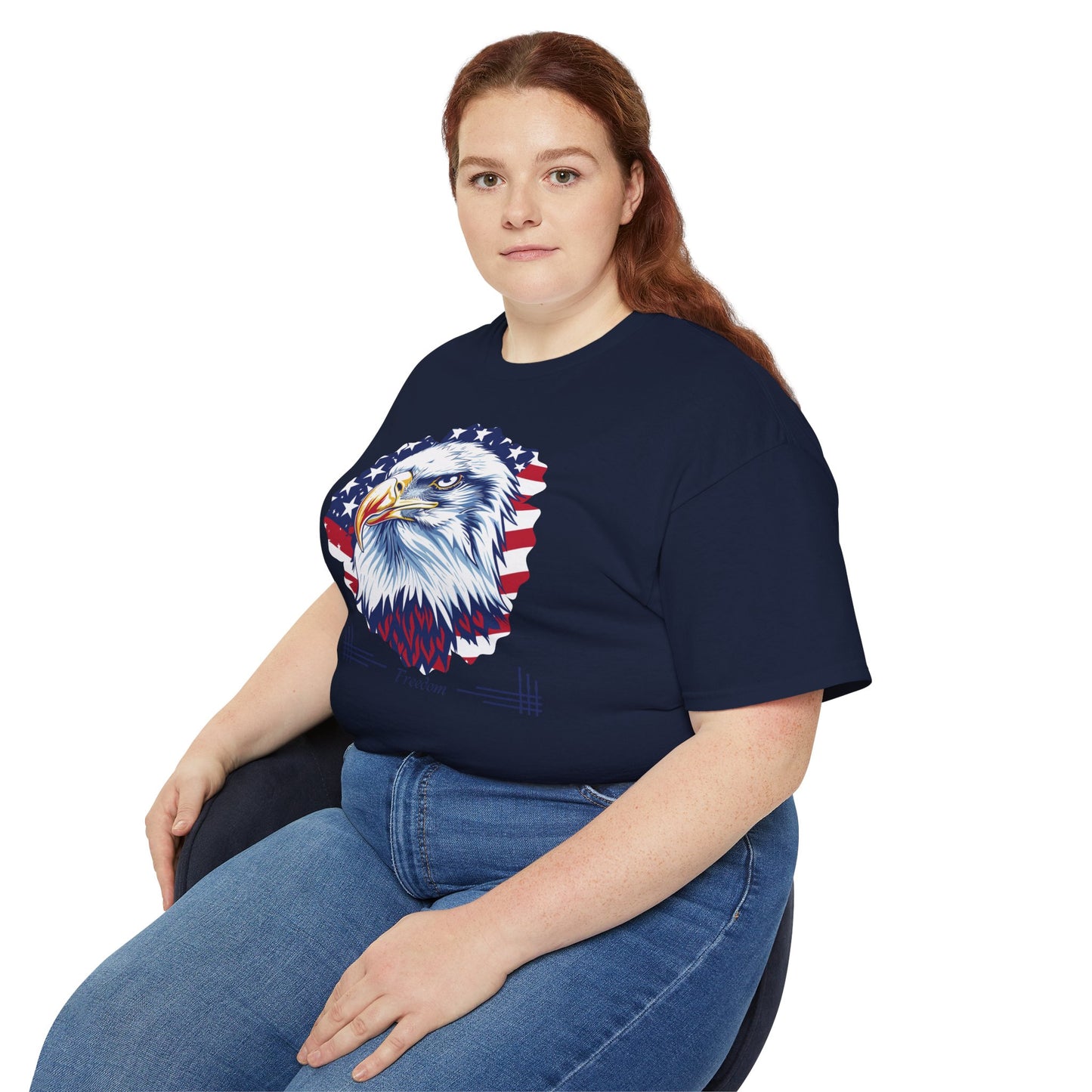 Freedom, Bald Eagle and American Flag, Cotton T-Shirt