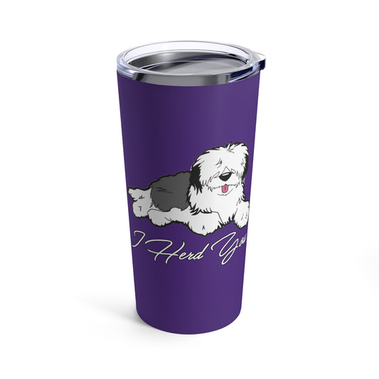 Purple Old English Sheepdog Travel Tumbler