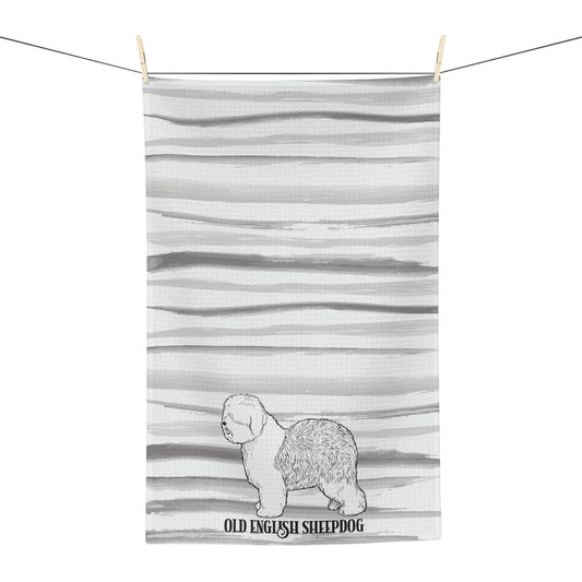 Old English Sheepdog B/W, Kitchen Towel