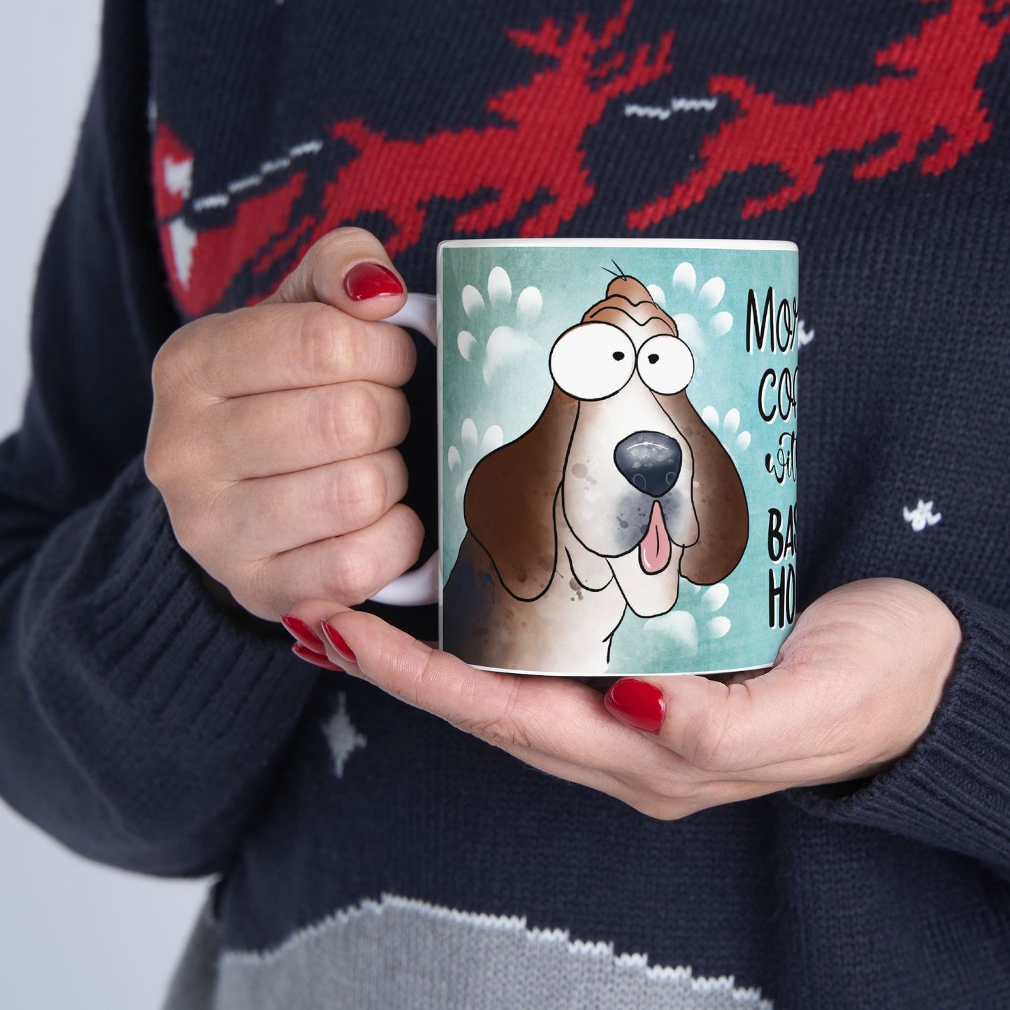 Basset Hound Ceramic Coffee Mug, 11 and 15oz