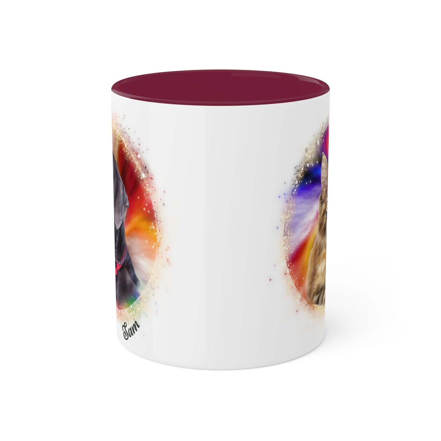 Personalized Pet Coffee Mug, Deep Burst Tie Dye Pet, Photo and Name Mug