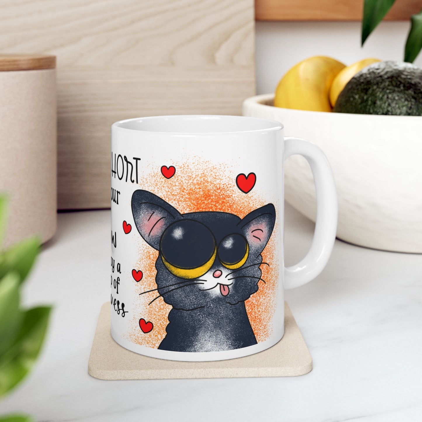 Cat Lover Mug — "Life Is Short, Hug Your Meow" Cute Cat Coffee Cup (11oz/15oz)