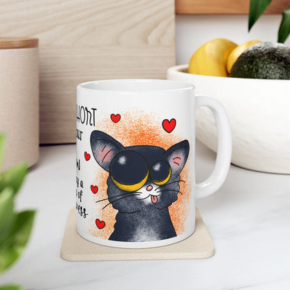Cat Lover Mug — "Life Is Short, Hug Your Meow" Cute Cat Coffee Cup (11oz/15oz)