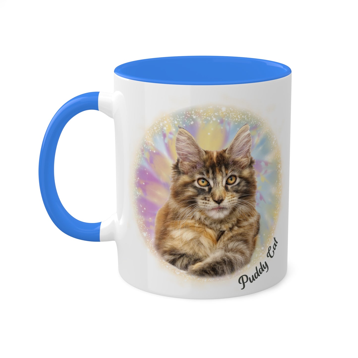 Pastel Tie Dye Pet Photo and Name Mug