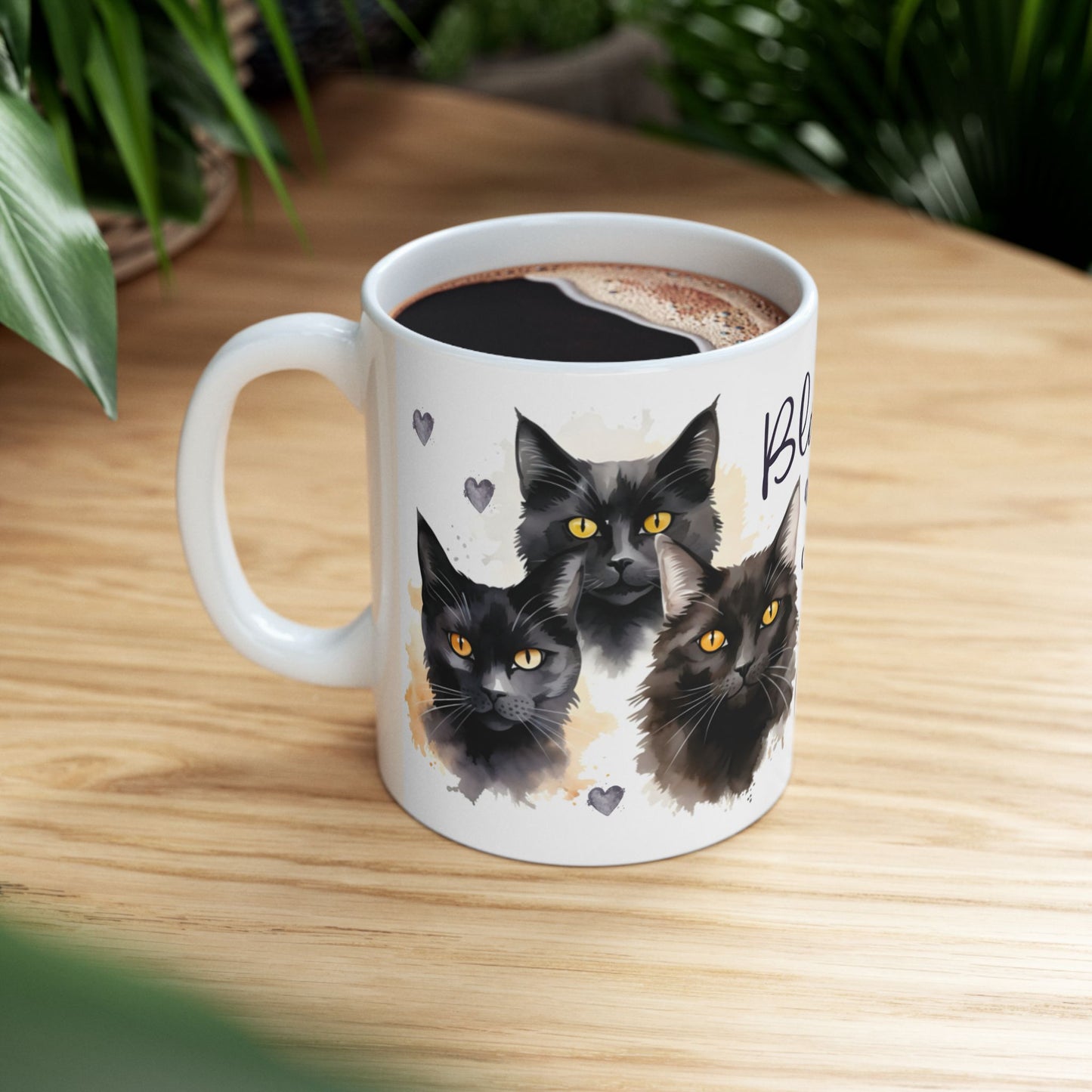 Cat Lover Coffee Mug - Black Cats Forever Ceramic Coffee Cup, 11oz & 15oz