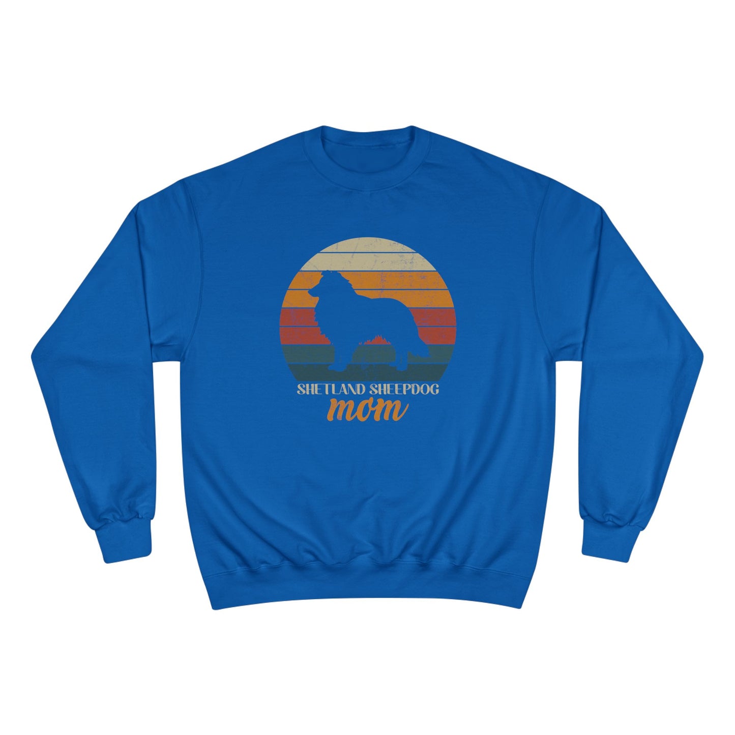 Shetland Sheepdog Mom Sunset – Retro Sunset Dog Mom Champion Crewneck Top