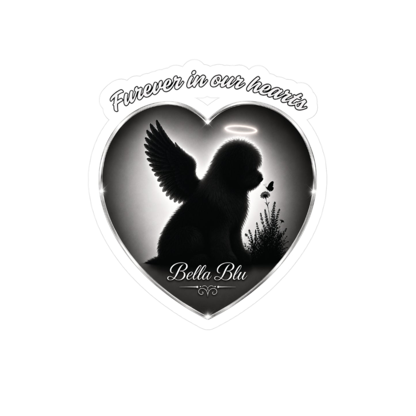 Old English Sheepdog Memorial Angel Heart Decal — (Personalizable)