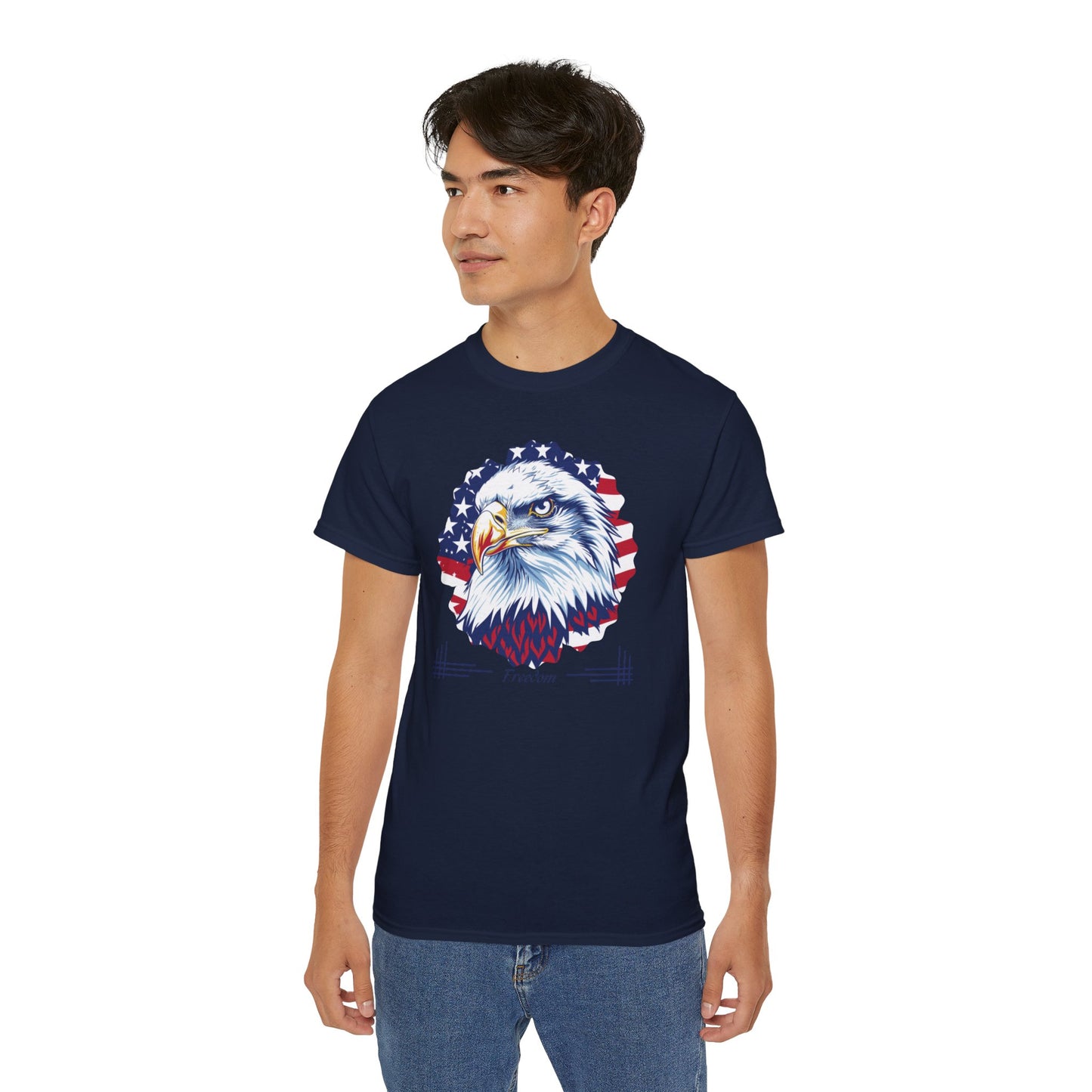 Freedom, Bald Eagle and American Flag, Cotton T-Shirt