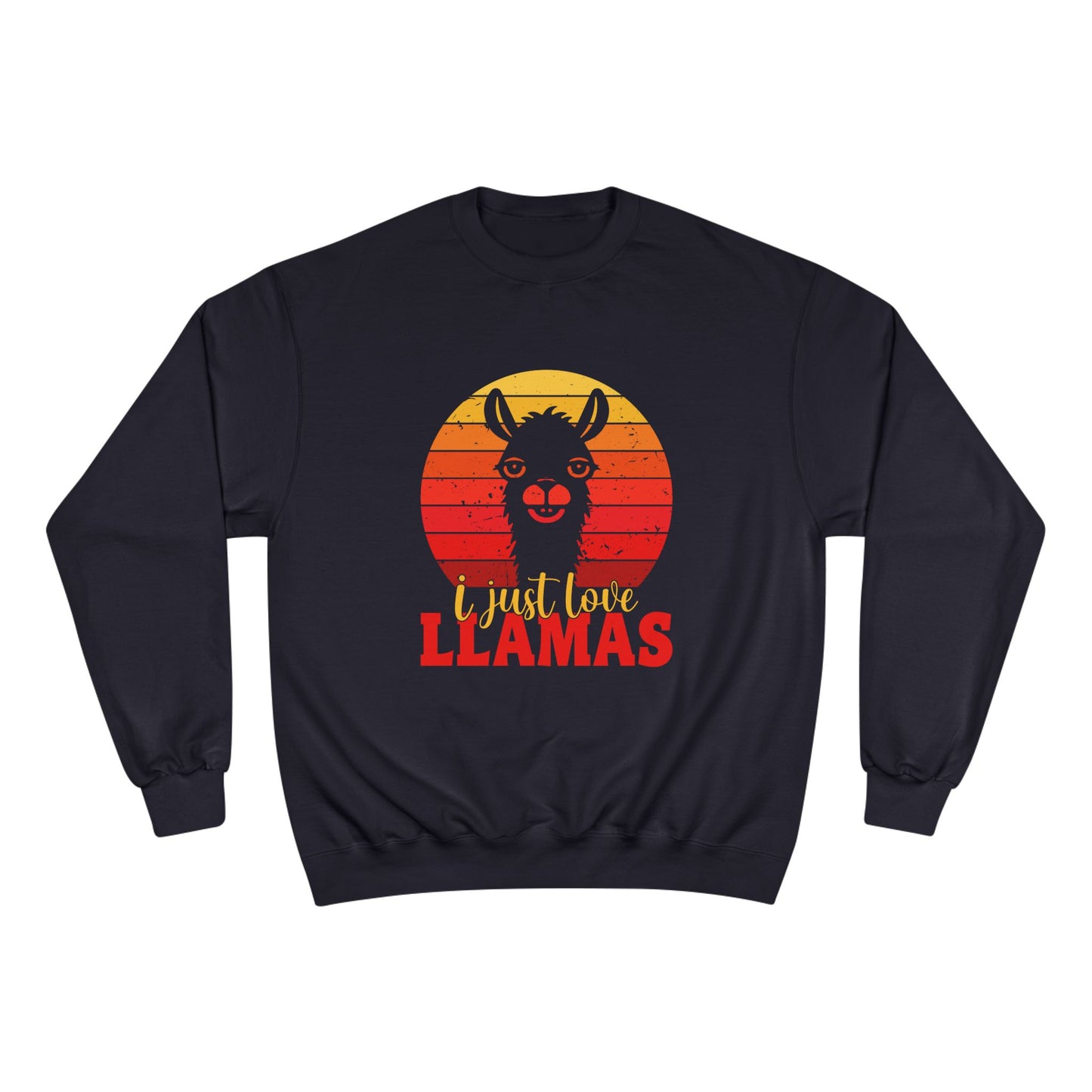 Llama Sunset, I Just Love Llamas - Llama Long Sleeve Champion Crewneck Top