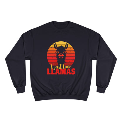 Llama Sunset, I Just Love Llamas - Llama Long Sleeve Champion Crewneck Top