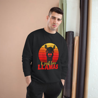 Llama Sunset, I Just Love Llamas - Llama Long Sleeve Champion Crewneck Top