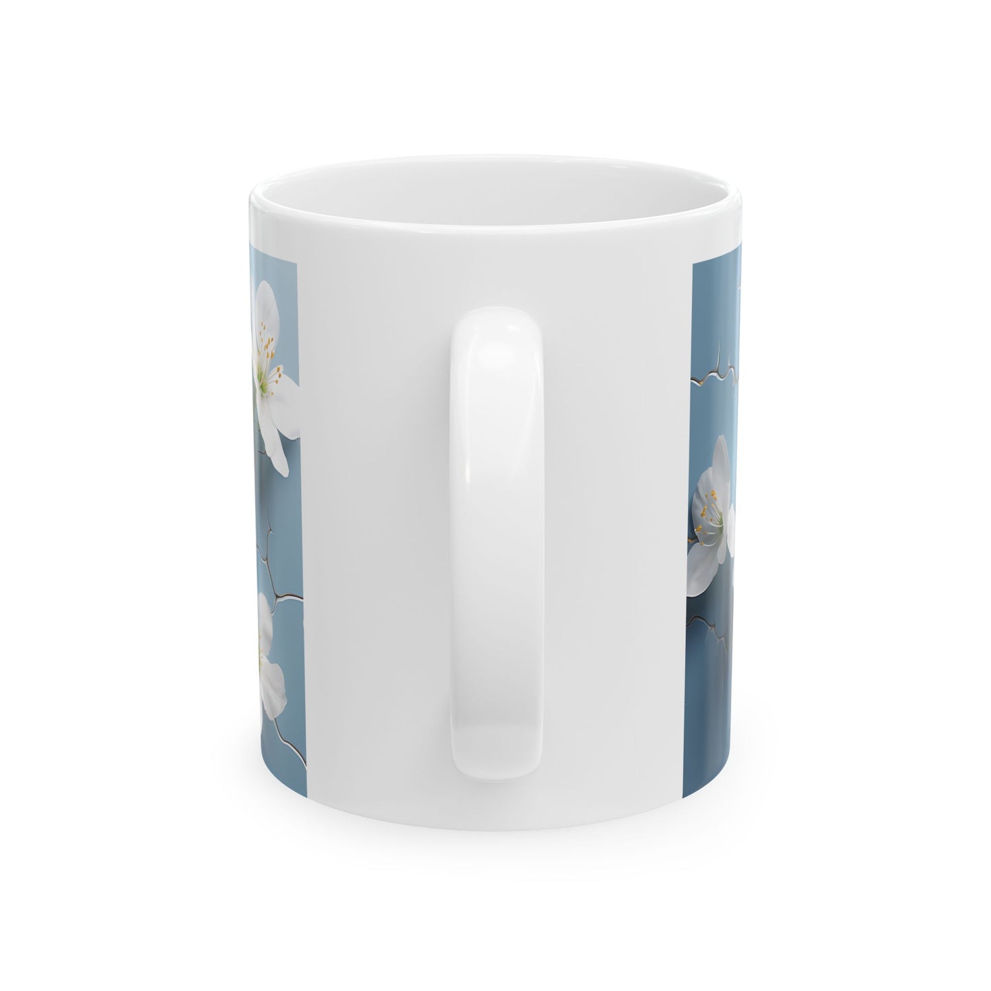 Cat Coffee Mug - Cute White Kitten Ceramic Mug, Blue, 11oz & 15oz