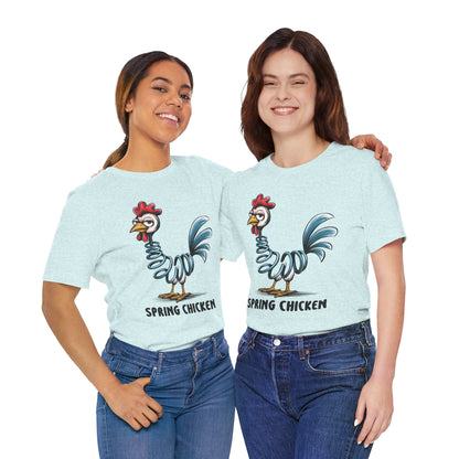 Spring Chicken T‑Shirt — Funny Cartoon Rooster Tee