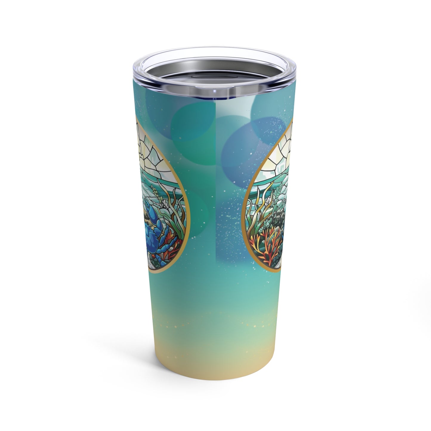 Insulated Tumbler, Blue Crab Stained Glass, 20oz