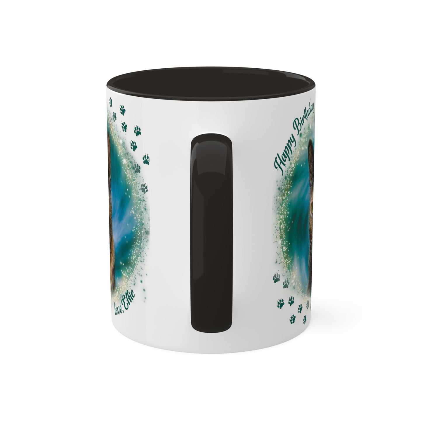 Emarald Green Teal Blue Tie Dye Pet Photo and Name Mug