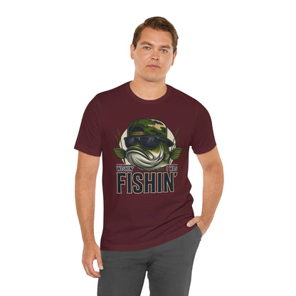 Wishin' I Was Fishin' T-Shirt — Funny Bass Fishing Tee for Anglers
