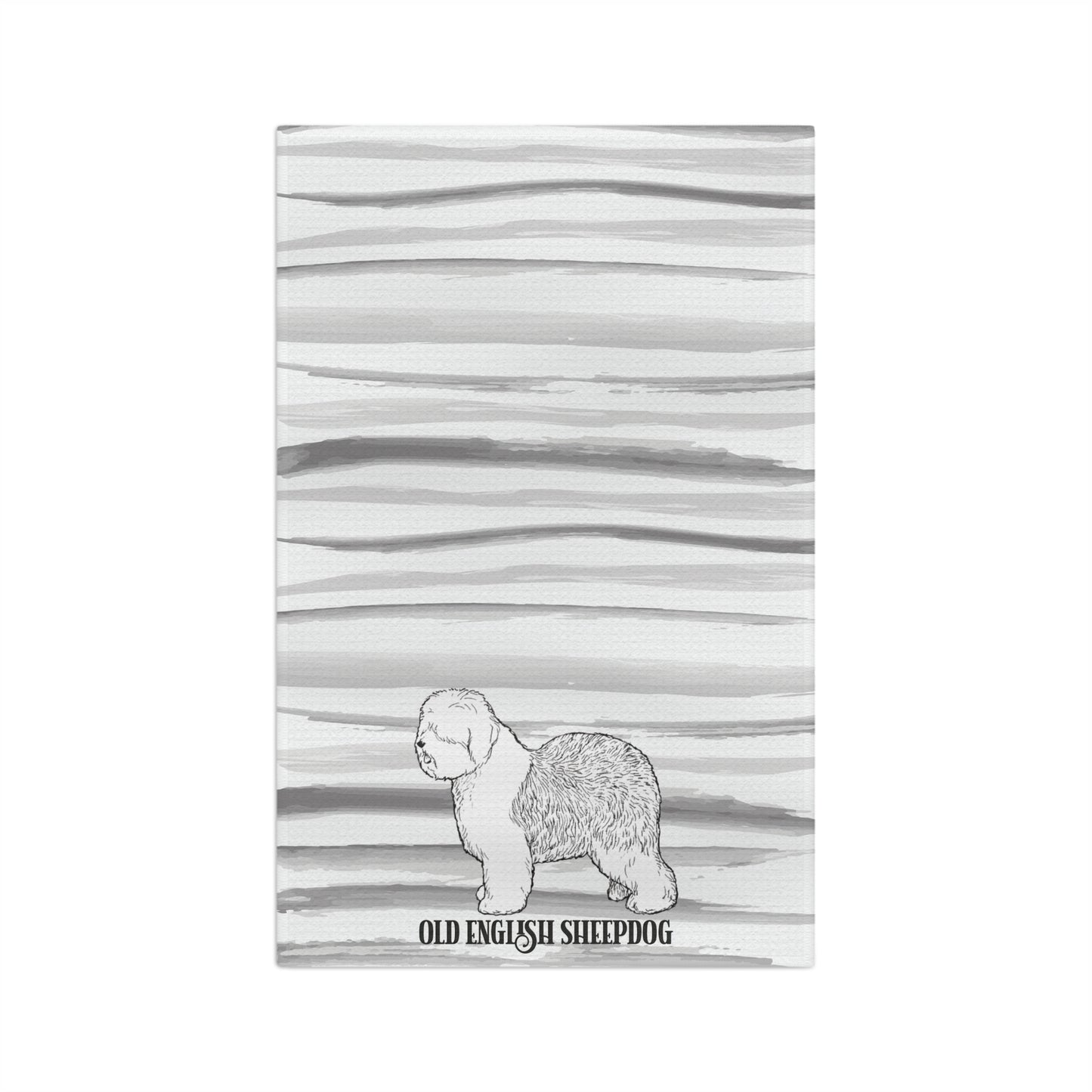 Old English Sheepdog B/W, Kitchen Towel