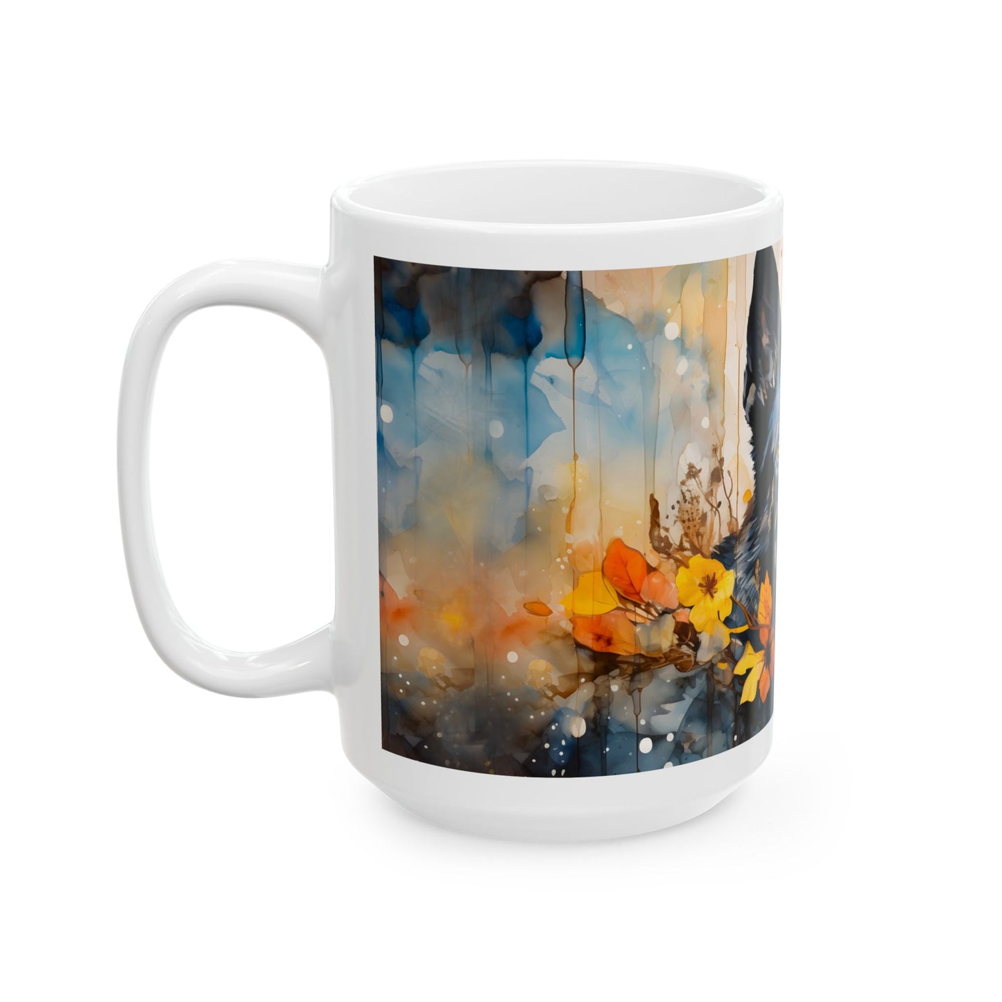 Black German Shepherd Ceramic Mug — Dog Lover Coffee Cup (11oz/15oz)
