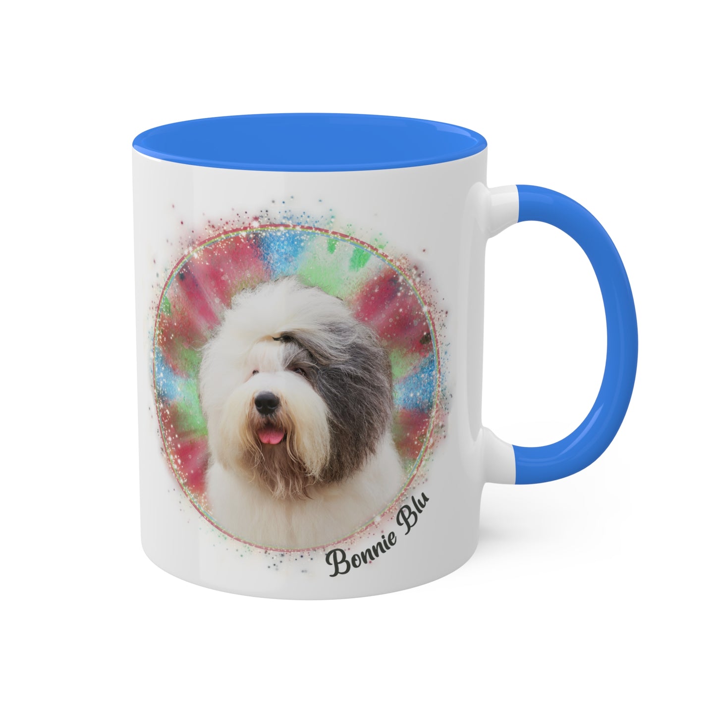 Colorful Tie Dye Pet Photo and Name Mug