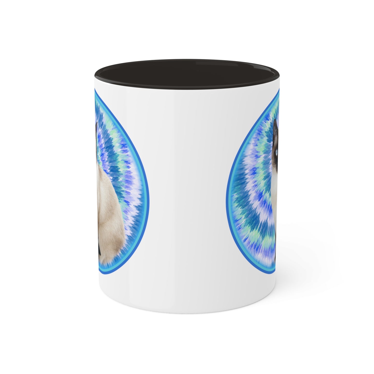 Customized Pet Photo Coffee Mug, Blue Swirl Tie Dye, 11oz