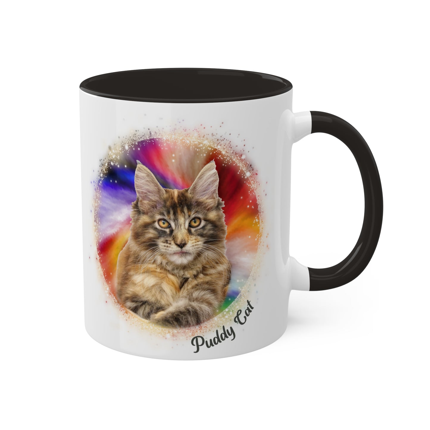 Personalized Pet Coffee Mug, Deep Burst Tie Dye Pet, Photo and Name Mug