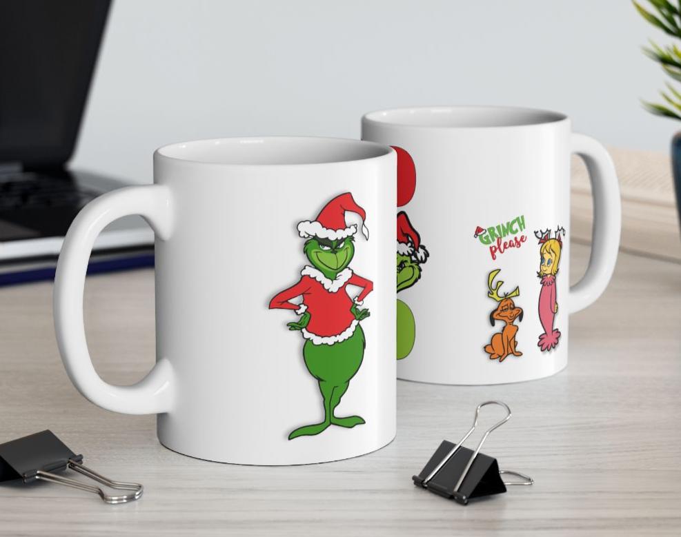 Christmas Grinchie Coffee Mug, HoHoHo, 11oz