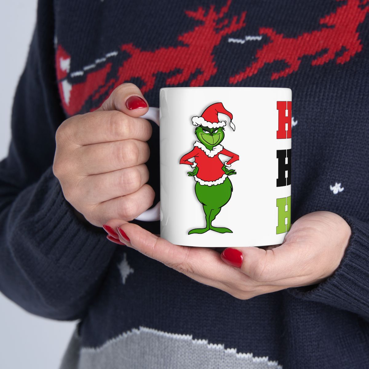 Christmas Grinchie Coffee Mug, HoHoHo, 11oz