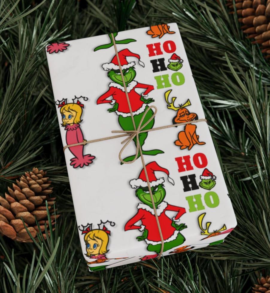 Christmas Wrapping Paper, HoHoHo, Fun, Grinchie and friends