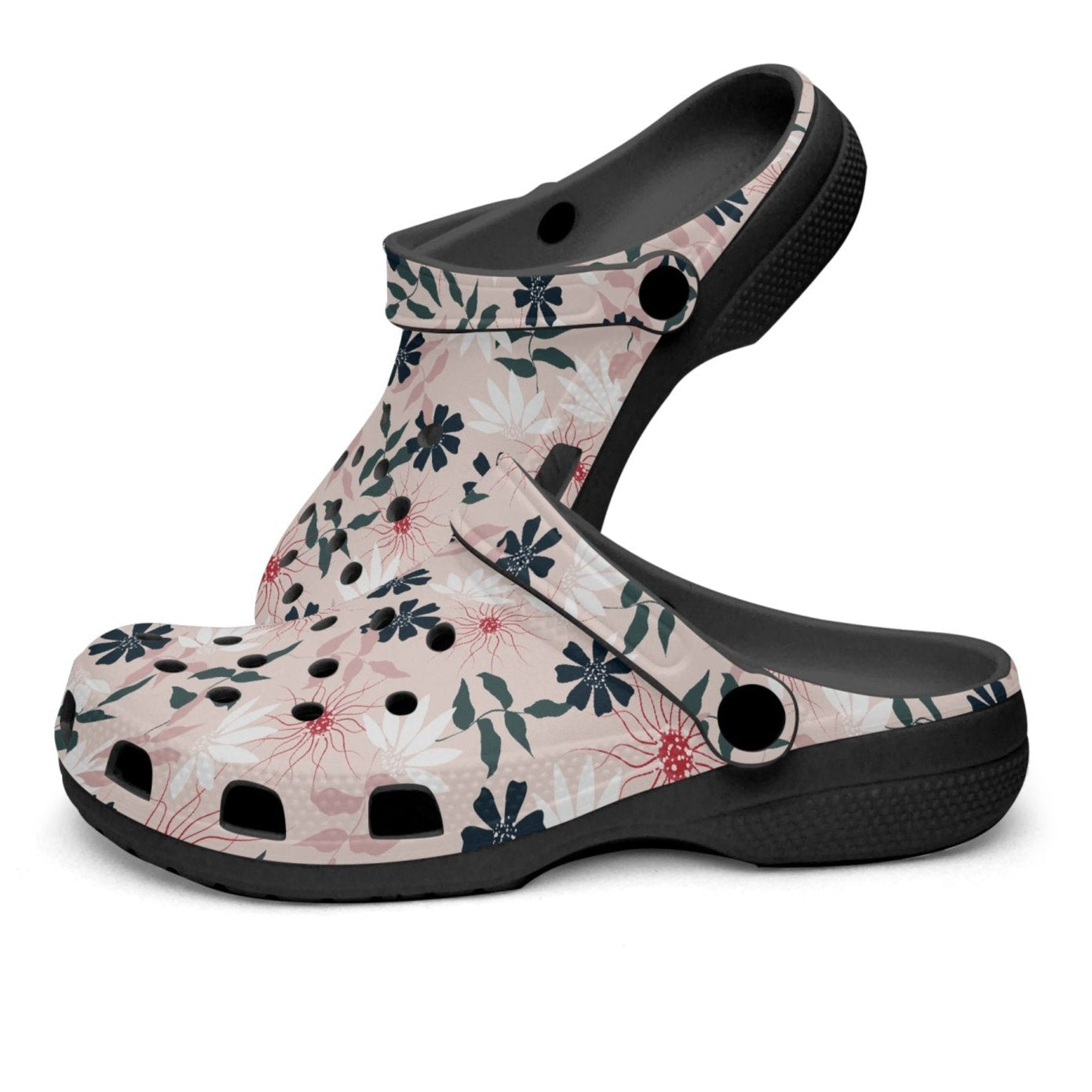 Women's Clogs, Pink, white, flowers