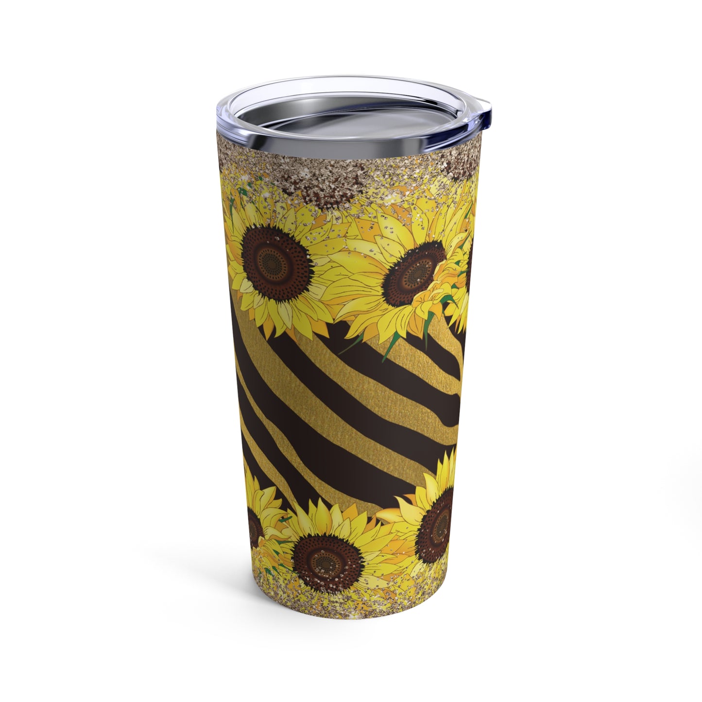 Glitter Sunflower with Zebra Design, 20oz Tumbler