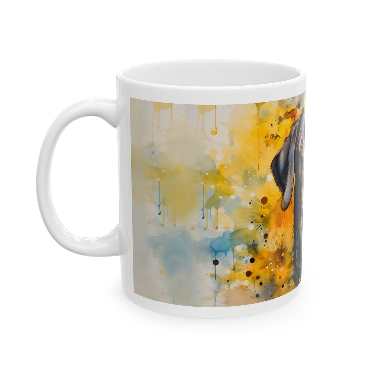 Black Labrador Ceramic Mug — Watercolor Labrador Coffee Cup (11oz & 15oz)