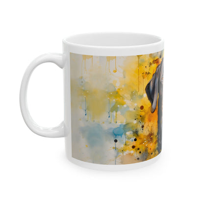 Black Labrador Ceramic Mug — Watercolor Labrador Coffee Cup (11oz & 15oz)