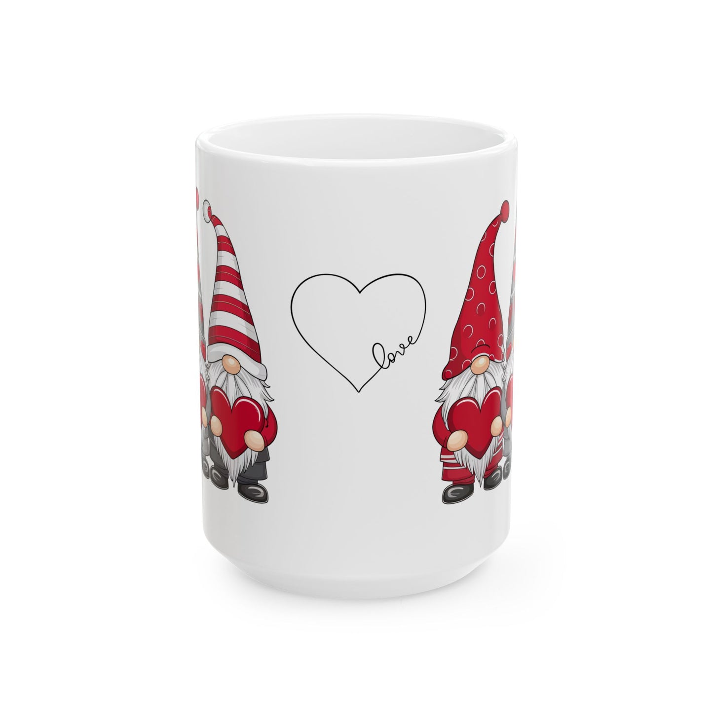 Valentine Gnome Ceramic Mug — 'Love' Heart Coffee Cup (11oz & 15oz)