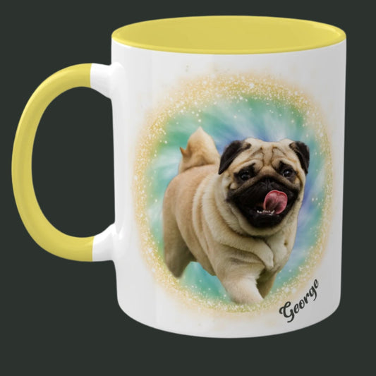 Light Colored Tie Dy Pet Photo and Name Mug