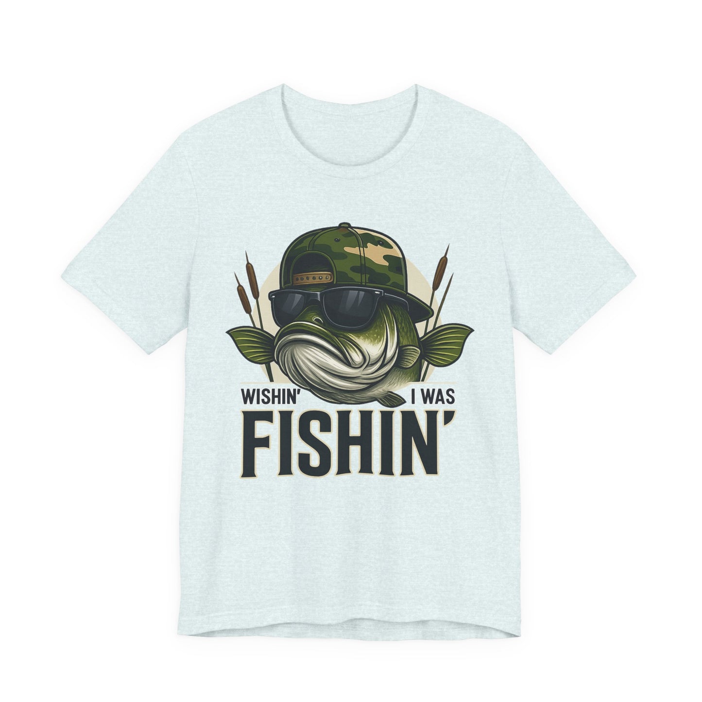 Wishin' I Was Fishin' T-Shirt — Funny Bass Fishing Tee for Anglers