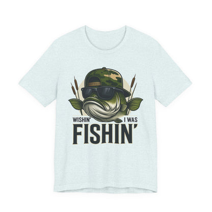 Wishin' I Was Fishin' T-Shirt — Funny Bass Fishing Tee for Anglers