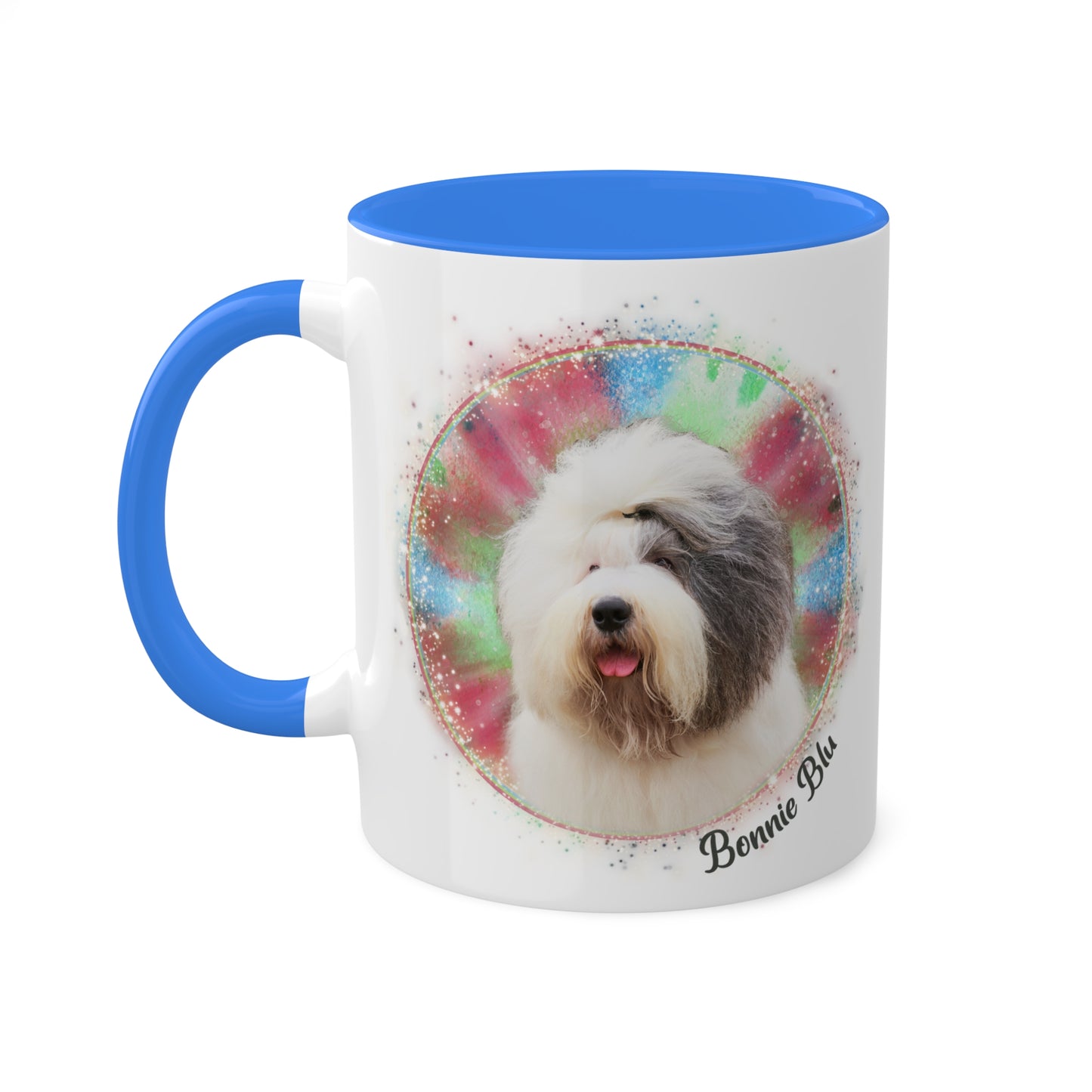 Colorful Tie Dye Pet Photo and Name Mug