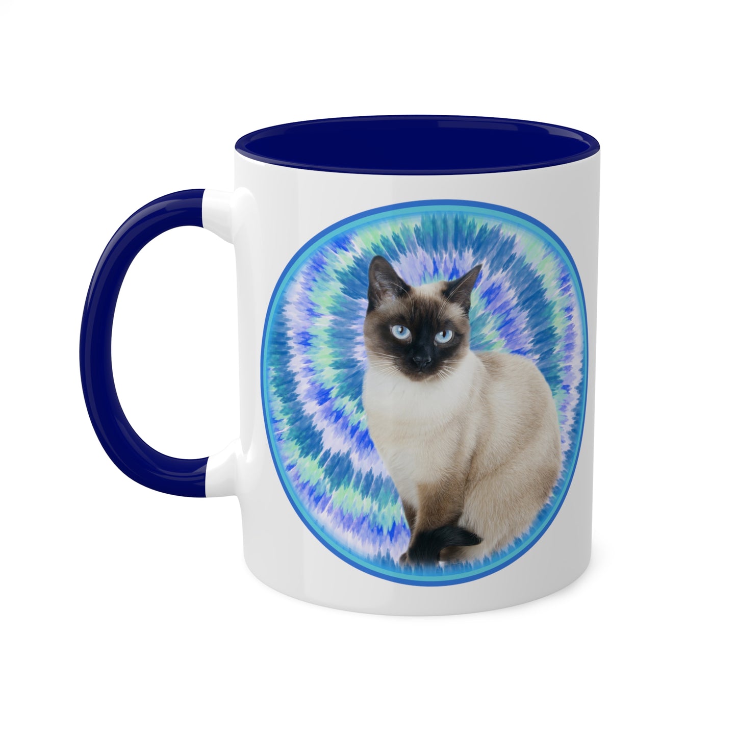 Customized Pet Photo Coffee Mug, Blue Swirl Tie Dye, 11oz