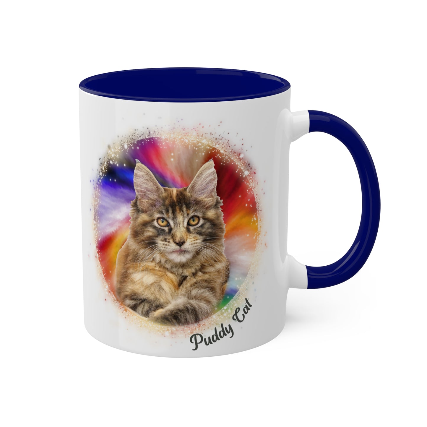 Personalized Pet Coffee Mug, Deep Burst Tie Dye Pet, Photo and Name Mug