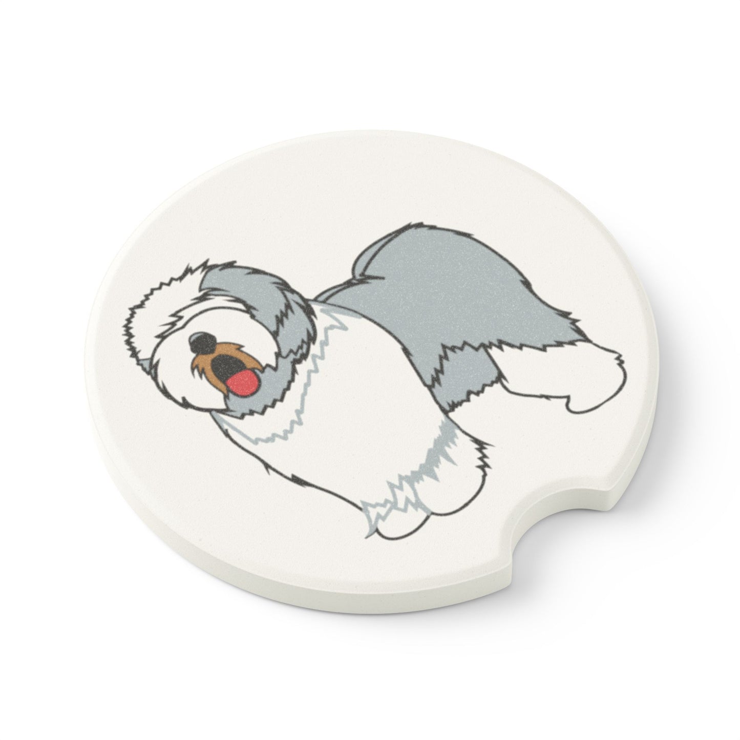 Old English Sheepdog Soapstone Car Coaster