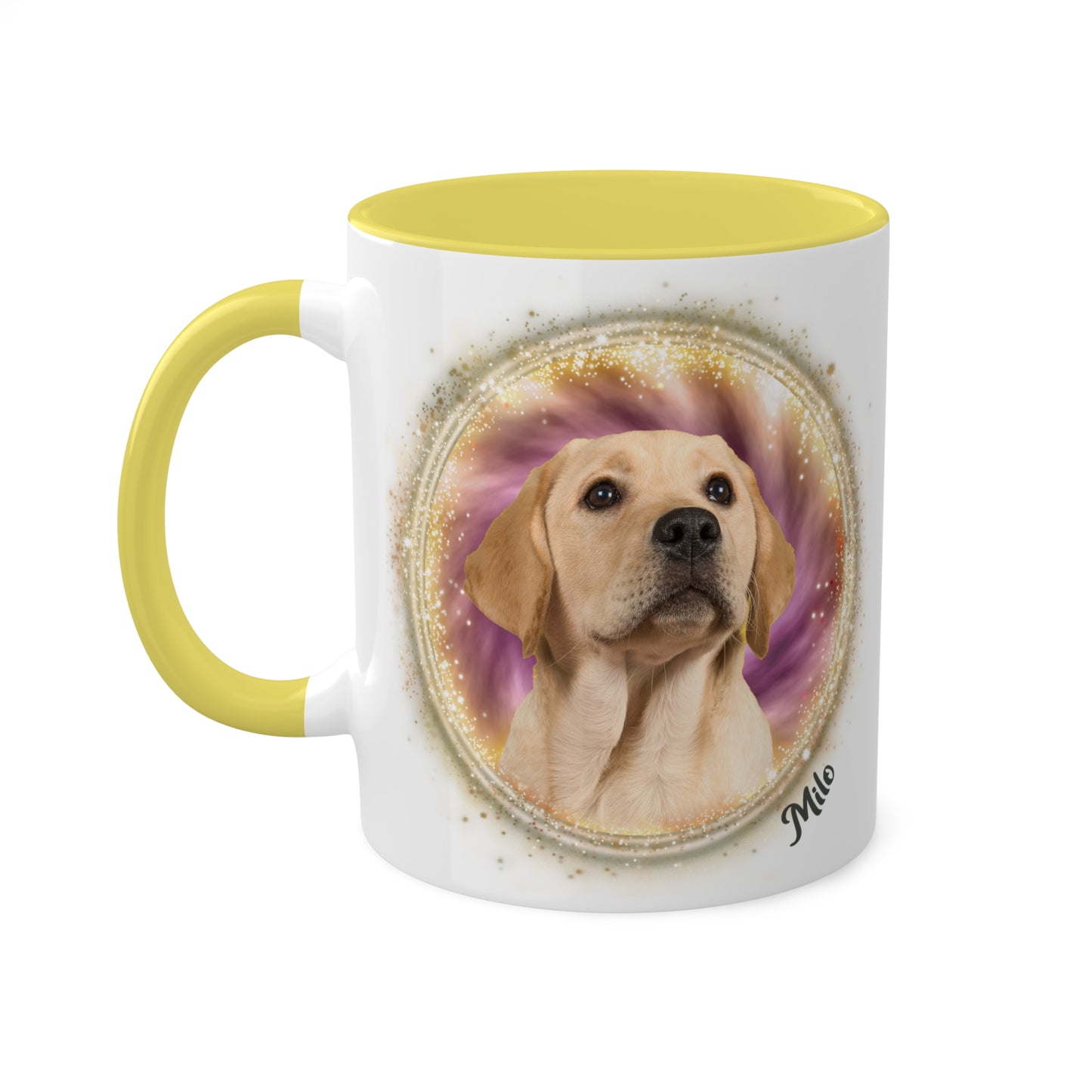 Maroon and Gold Tie Dye Pet Photo and Name Mug