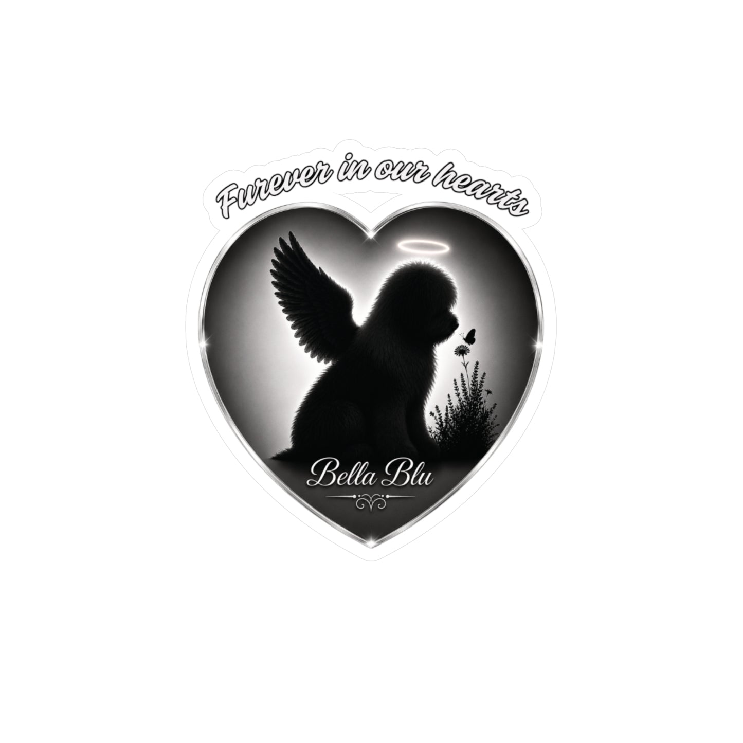 Old English Sheepdog Memorial Angel Heart Decal — (Personalizable)